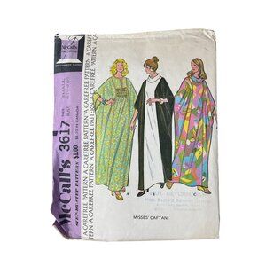 70s McCalls 3617 Caftan Dress Sewing Pattern Sizes Small Vintage 1973 CUT